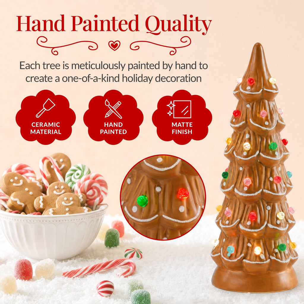 Best Choice Products Set of 3 Pre-Lit Hand-Painted Ceramic Tabletop Christmas Trees w/ Pink Bulbs - Pink