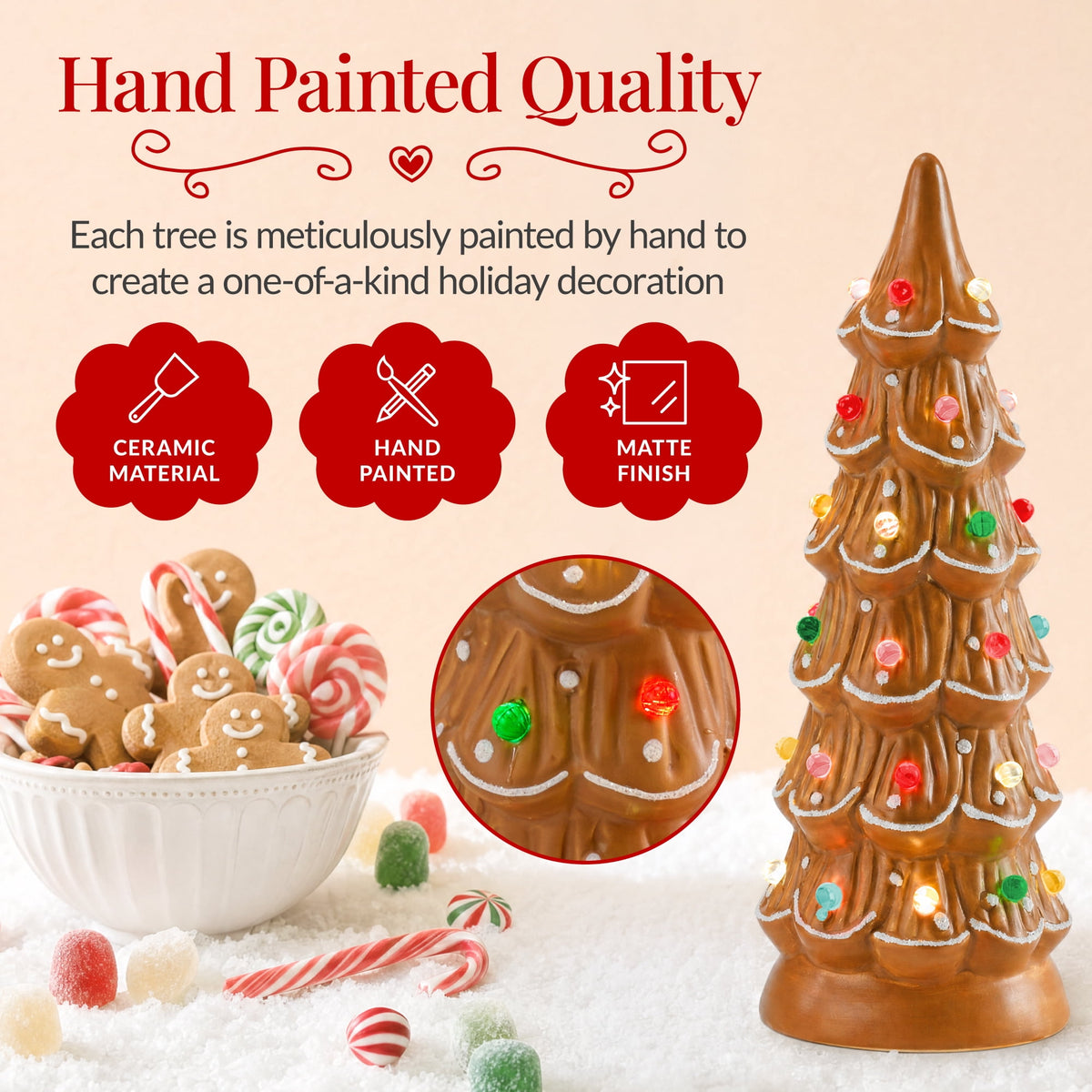 Best Choice Products Set of 3 Pre-Lit Hand-Painted Ceramic Tabletop Christmas Trees w/ Pink Bulbs - Pink