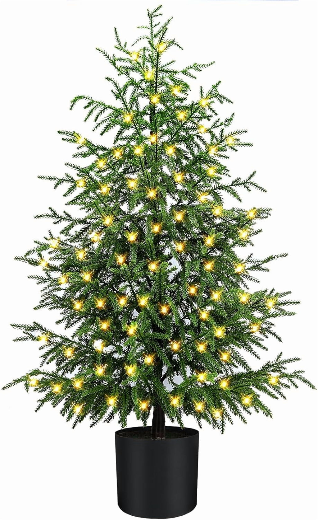 2 Set 4FT Lifelike Touch Artificial Cedar Topiary Trees for Front Porch | Fake Christmas Trees, Faux Potted Plants, UV Resistant Fake Greenery, for Front Door Garden Outdoor Farmhouse Home Decoration