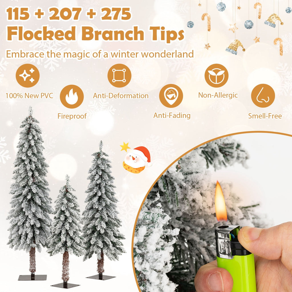Costway 3' 4' 5' Artificial Christmas Tree Set with 30 + 50 + 70 LED Lights Holiday Decoration Tree