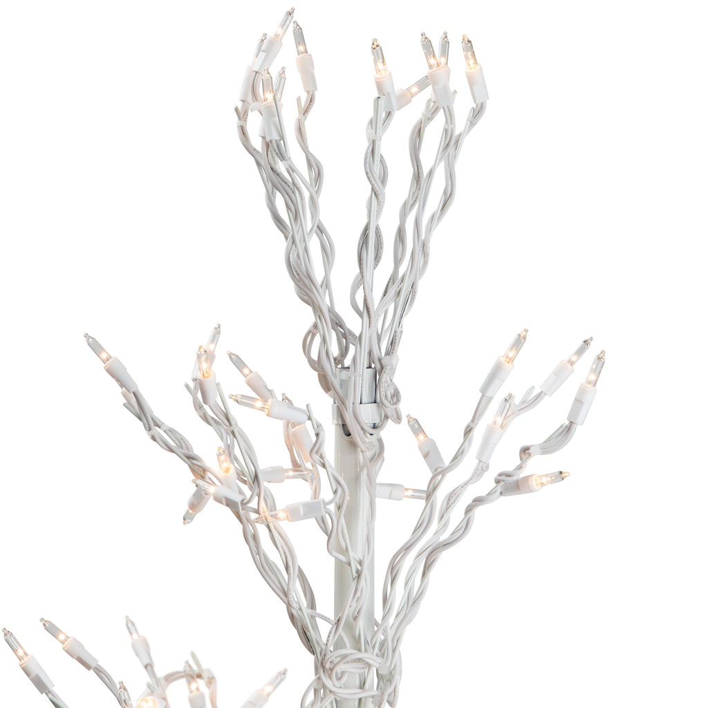 Northlight 4' White Lighted Christmas Cascade Twig Tree Outdoor Decoration - Clear Lights