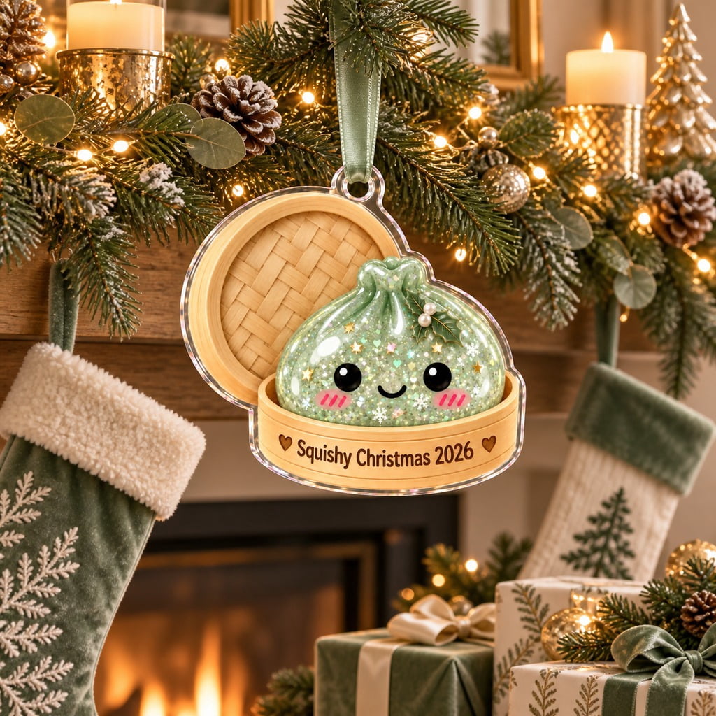 Christmas Ornament Cute Sage Squishy Dumpling 2026 Keepsake for Tree Hanging, Squishy Gift