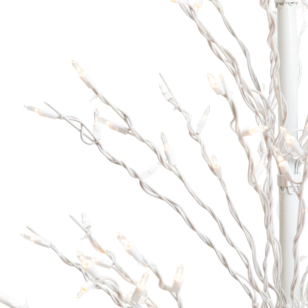 Northlight 4' White Lighted Christmas Cascade Twig Tree Outdoor Decoration - Clear Lights