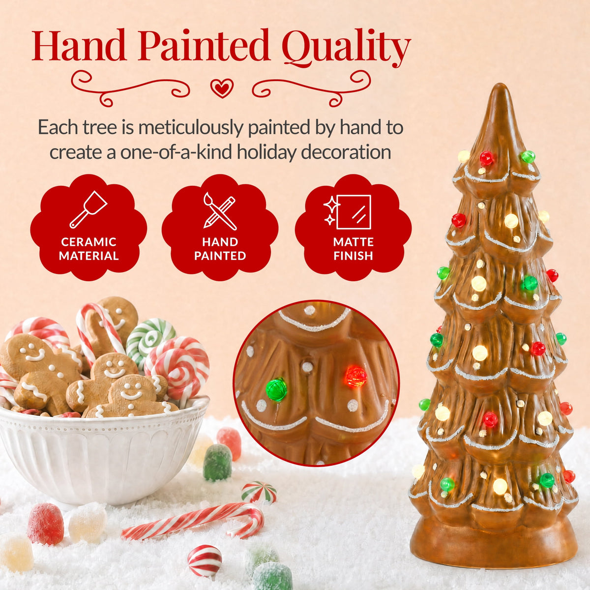 Best Choice Products Set of 3 Pre-Lit Hand-Painted Ceramic Tabletop Christmas Trees w/ Pink Bulbs - Pink