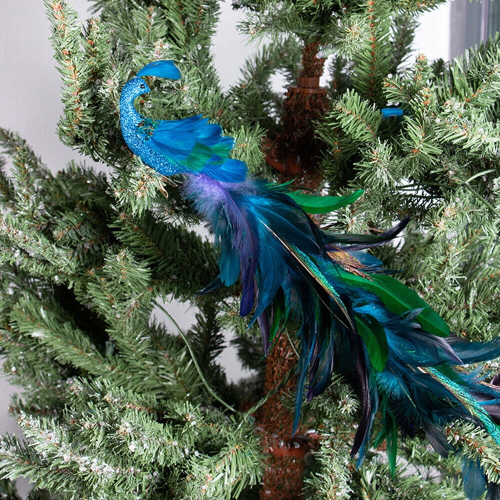 19 Inch Peacock Christmas Decorations Artificial Peacock Christmas Ornaments for Christmas Tree Christmas Natural Peacock Feather Decorations for Christmas Tree 10PCS
