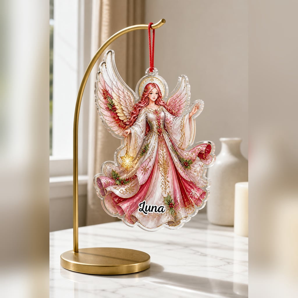 Ornament, Custom Name Angel Wings Acrylic Wooden Christmas Tree or Car Hanging Memorial Keepsake Gift 2026
