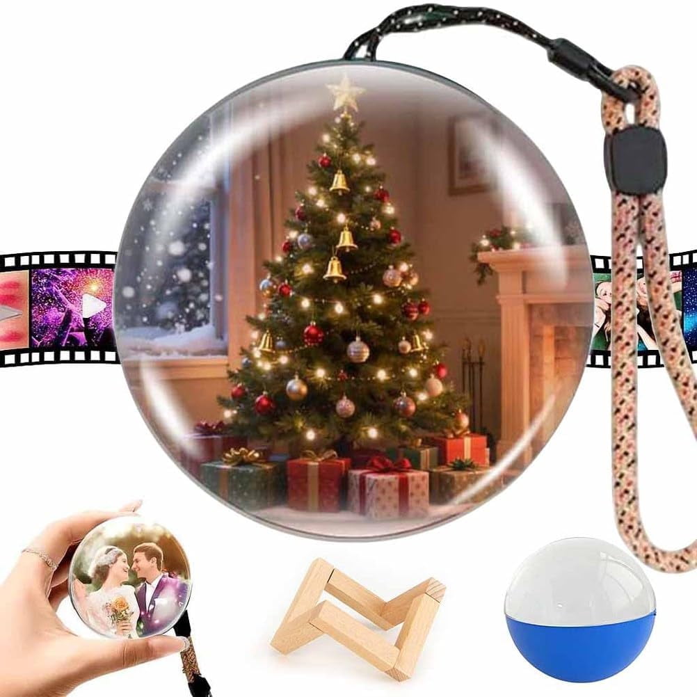 2026 Video Christmas Ball, WiFi Memory Sphere Ornament ,Personalized 3D Memory Orb Custom Video Sphere, Ideal for DIY Gift for Anniversary Birthday Christmas