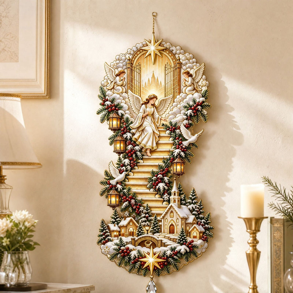 5Pcs Christmas Stair Banister Decoration Lighted Santa Snow Scene Garland for Stair Railing Indoor Holiday Home Ornament