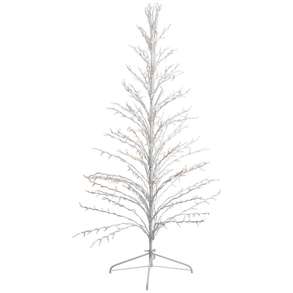 Northlight 4' White Lighted Christmas Cascade Twig Tree Outdoor Decoration - Clear Lights