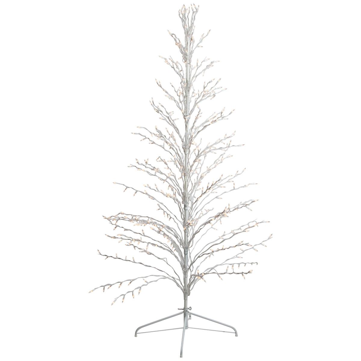 Northlight 4' White Lighted Christmas Cascade Twig Tree Outdoor Decoration - Clear Lights