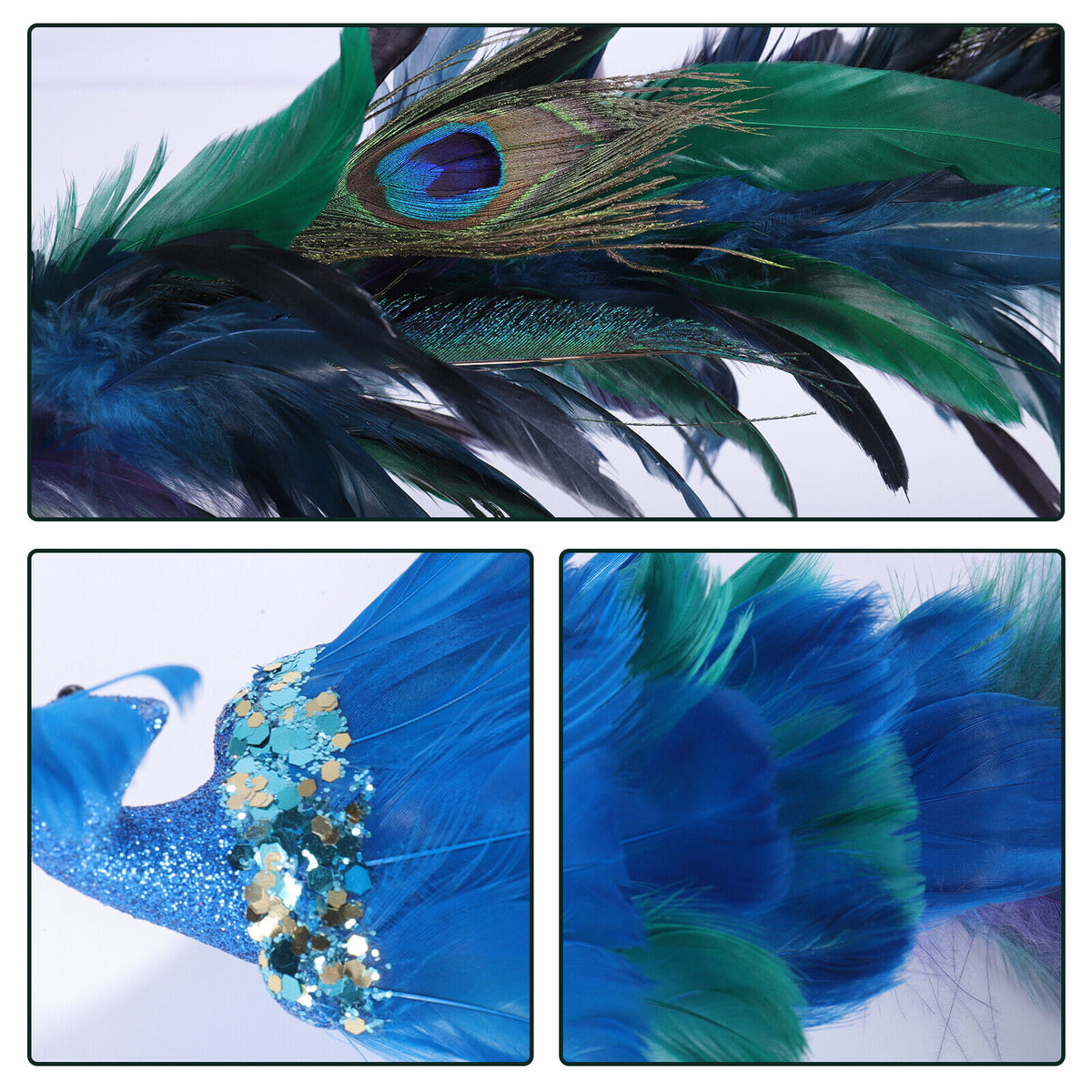 19 Inch Peacock Christmas Decorations Artificial Peacock Christmas Ornaments for Christmas Tree Christmas Natural Peacock Feather Decorations for Christmas Tree 10PCS