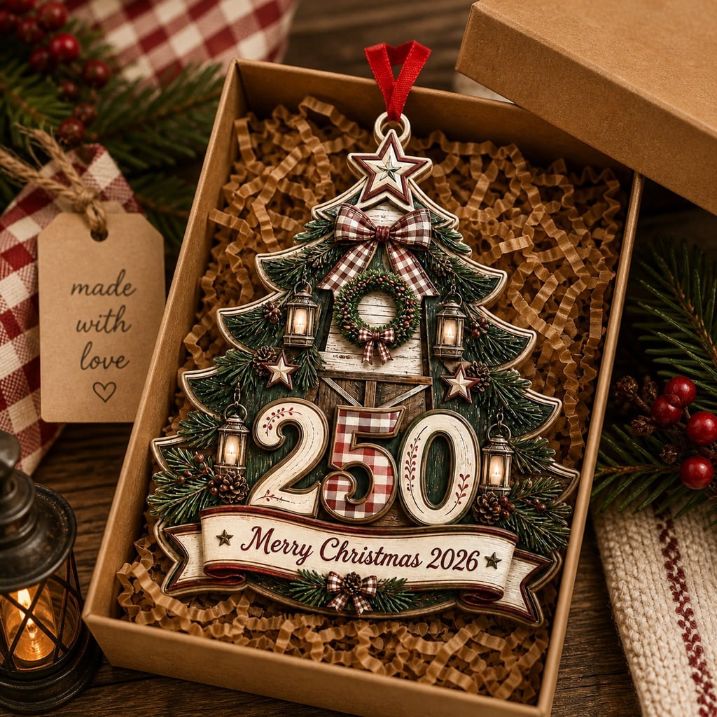 250th America Christmas Ornament Rustic Farmhouse 2026 Tree Hanging for Holiday Gifting