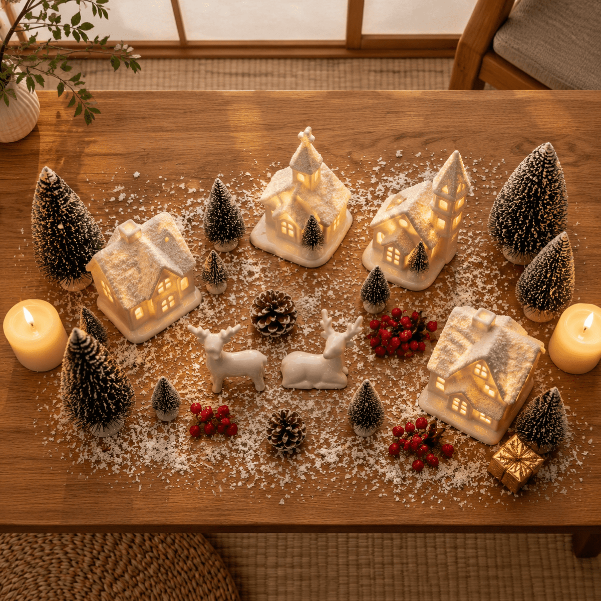 Christmas Villsets-13 Pieces White Indoor Decorations