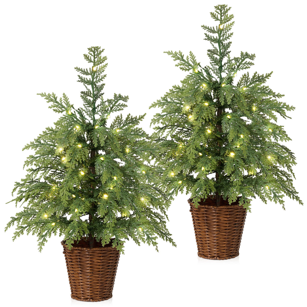 DR.Planzen 6' Pre-Lit Green Cypress Artificial Christmas Tree with 350 Warm White Twinkle LED Lights, Full-Bodied Xmas Tree with Metal Stand, Indoor Holiday Decoration