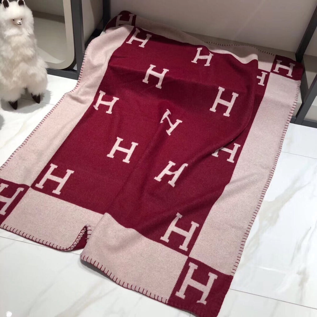 H Blanket Throw Blanket, Wool Blend Ultra Soft Warm Decorative Knit Black Blanket for Couch, Bed & Travel Christmas Thanksgiving Gift for Woman, 53" x 69"