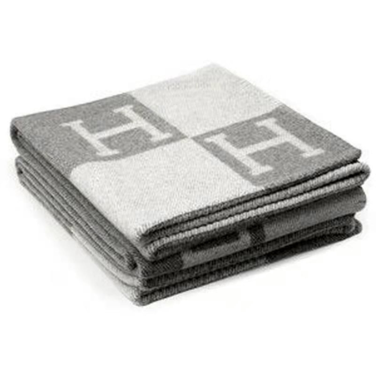H Blanket Throw Blanket, Wool Blend Ultra Soft Warm Decorative Knit Black Blanket for Couch, Bed & Travel Christmas Thanksgiving Gift for Woman, 53" x 69"