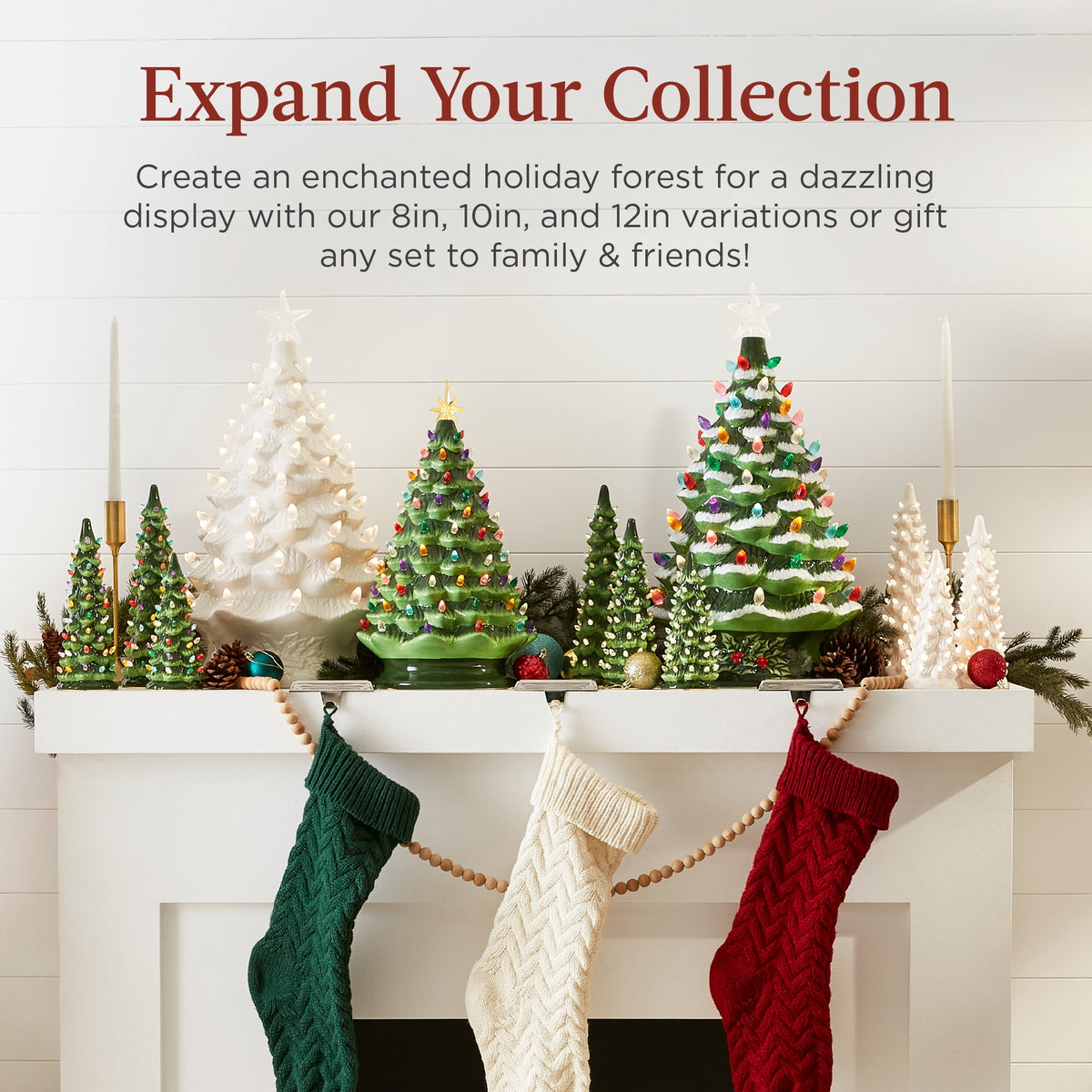 Best Choice Products Set of 3 Pre-Lit Hand-Painted Ceramic Tabletop Christmas Trees w/ Pink Bulbs - Pink