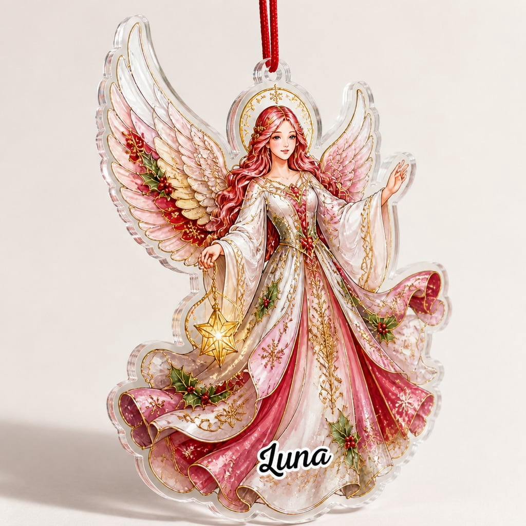 Ornament, Custom Name Angel Wings Acrylic Wooden Christmas Tree or Car Hanging Memorial Keepsake Gift 2026
