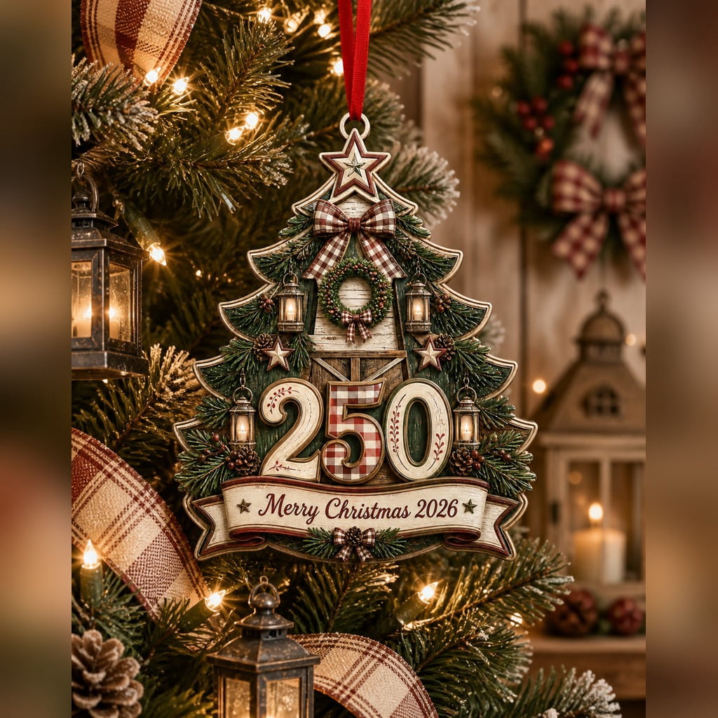 250th America Christmas Ornament Rustic Farmhouse 2026 Tree Hanging for Holiday Gifting