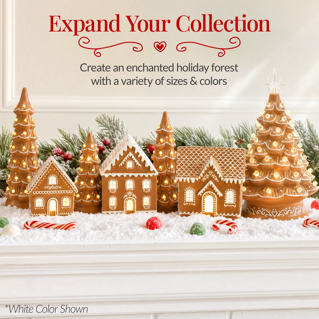 Best Choice Products Set of 3 Pre-Lit Hand-Painted Ceramic Tabletop Christmas Trees w/ Pink Bulbs - Pink