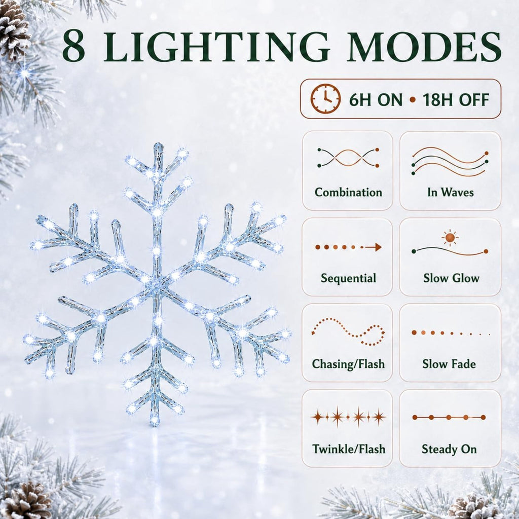 Christmas Snowflake LED Light Hanging Ornament Light Up Snow Flake Decorations Glowing Lighted Winter Holiday Decor Christmas Decoration