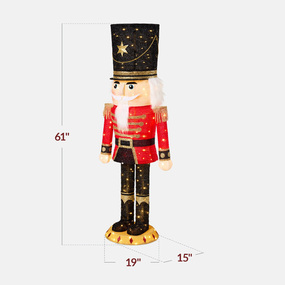 Best Choice Products Christmas Nutcracker 5ft Pop upLighted Large Holiday Decoration w/150 Pre-Lit Twinkling LED lights