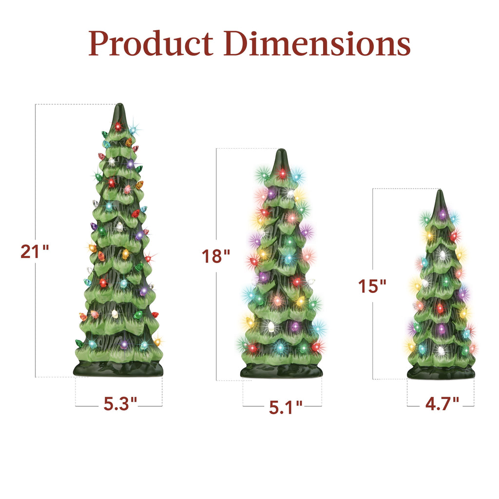 Best Choice Products Set of 3 Pre-Lit Hand-Painted Ceramic Tabletop Christmas Trees w/ Pink Bulbs - Pink