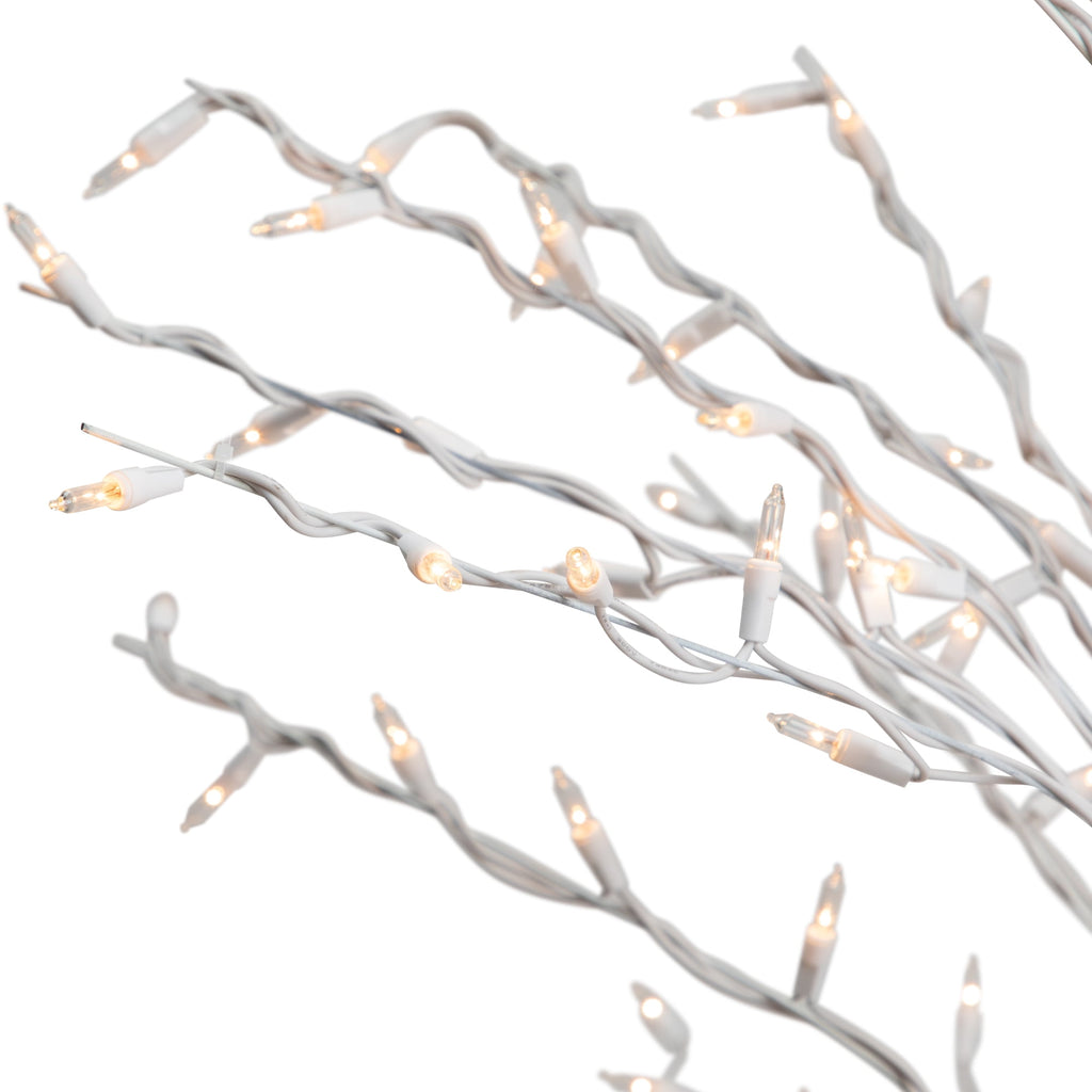 Northlight 4' White Lighted Christmas Cascade Twig Tree Outdoor Decoration - Clear Lights