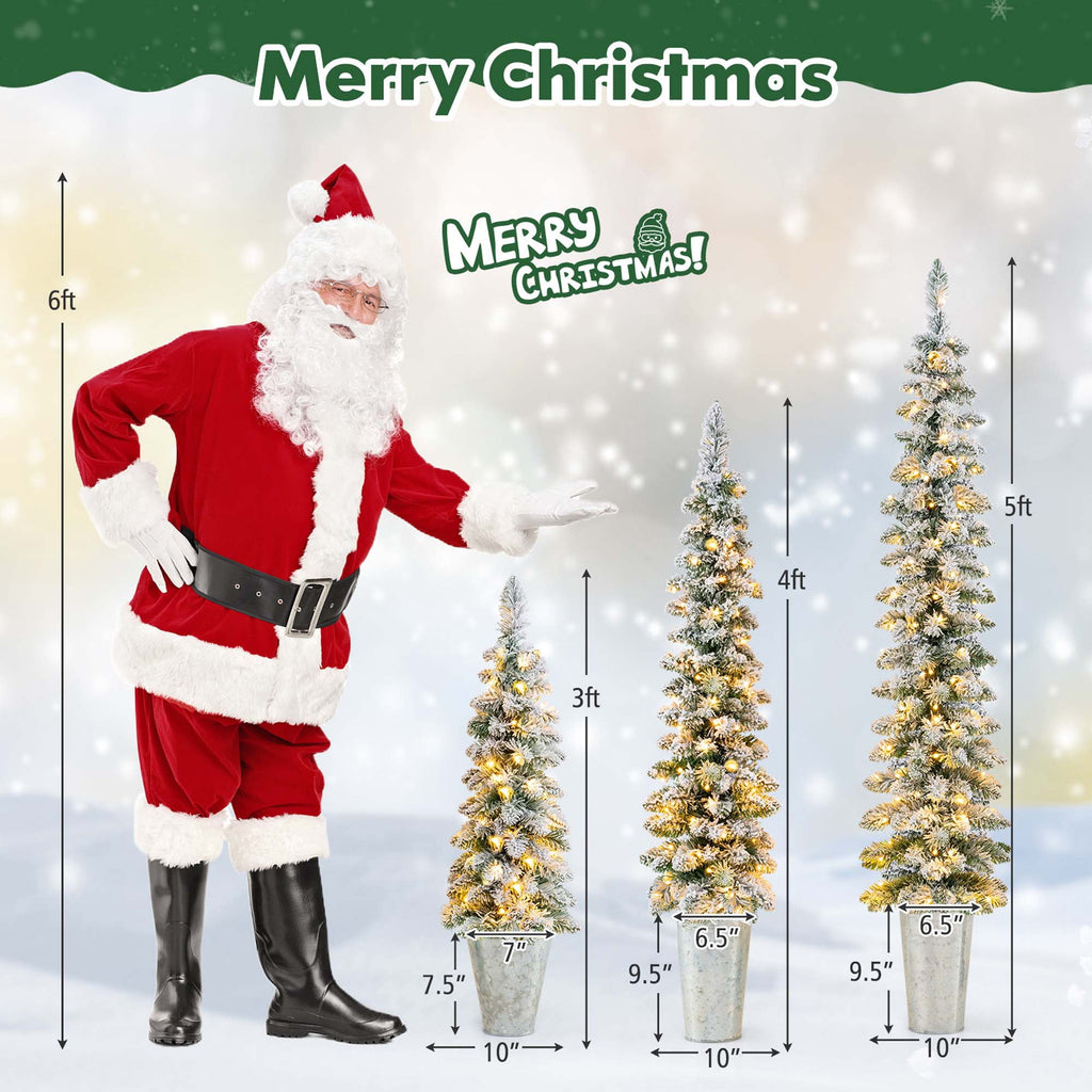 Costway 3' 4' 5' Artificial Christmas Tree Set with 30 + 50 + 70 LED Lights Holiday Decoration Tree