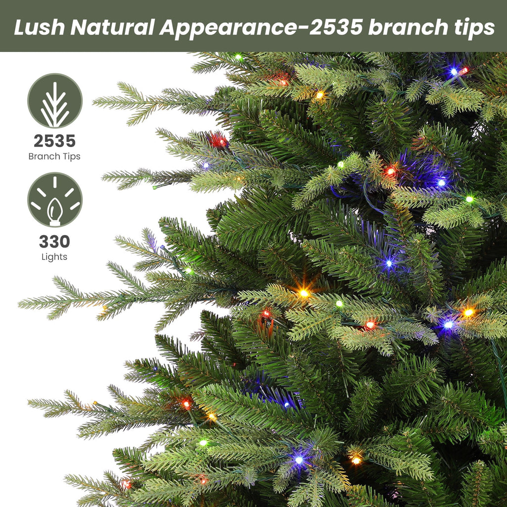 Lolsea 7ft Prelit Aspen Noble Fir Artificial Christmas Tree with Remote Control, Timer and Warm White & Multicolor LED Lights