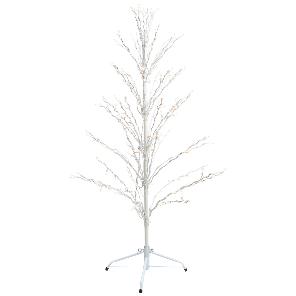 Northlight 4' White Lighted Christmas Cascade Twig Tree Outdoor Decoration - Clear Lights