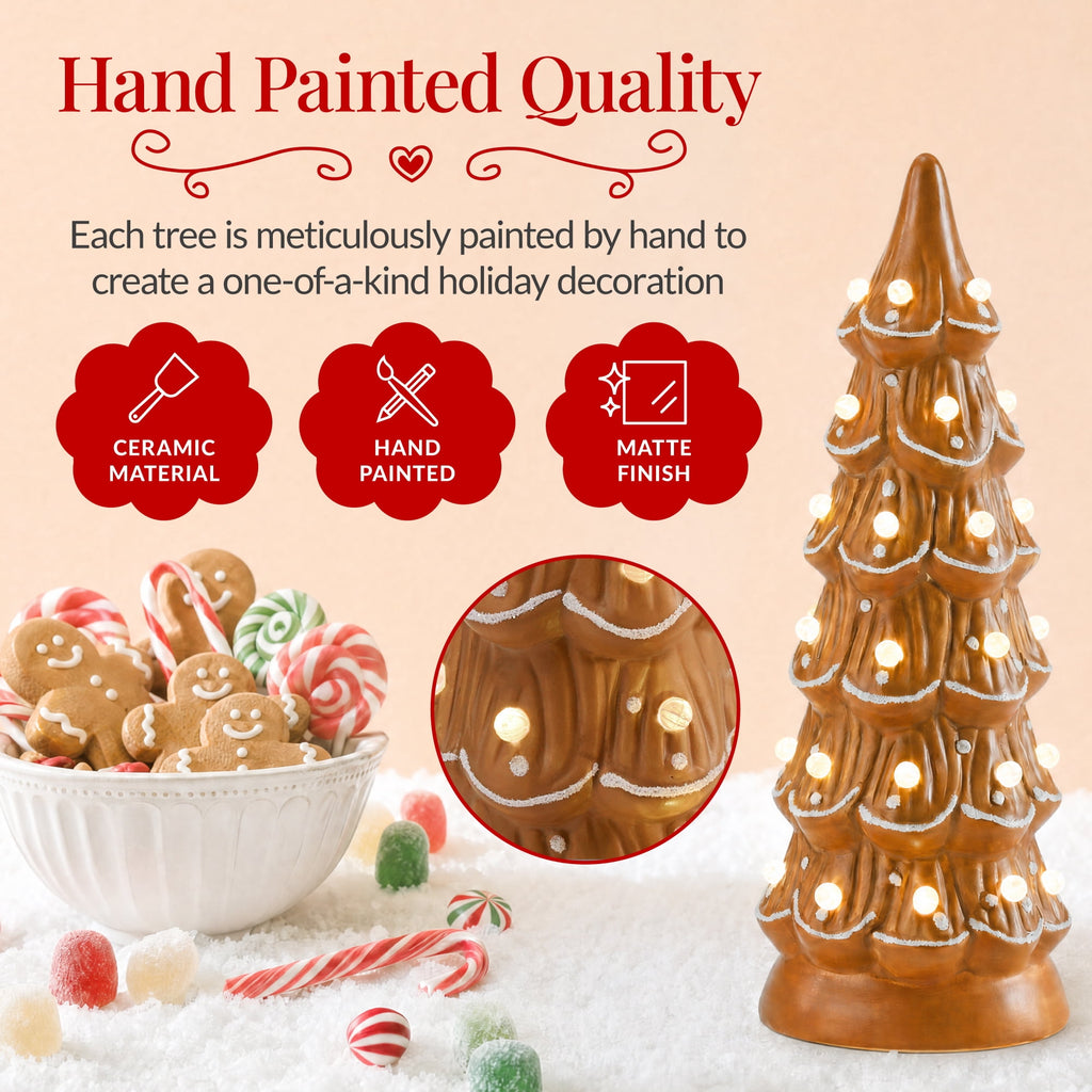 Best Choice Products Set of 3 Pre-Lit Hand-Painted Ceramic Tabletop Christmas Trees w/ Pink Bulbs - Pink