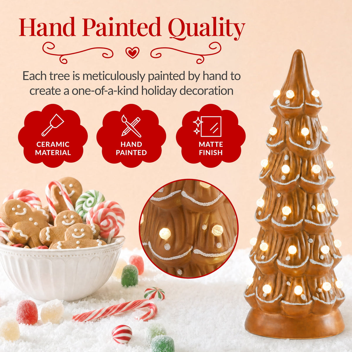 Best Choice Products Set of 3 Pre-Lit Hand-Painted Ceramic Tabletop Christmas Trees w/ Pink Bulbs - Pink