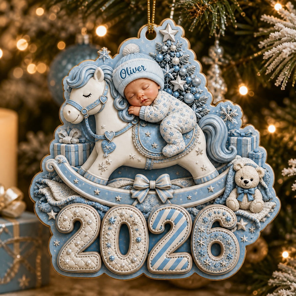 Wooden Ornament Rocking Horse First Christmas Tree Hanging Keepsake for New Family