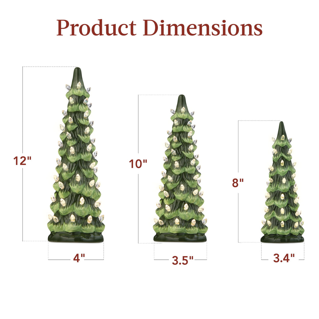 Best Choice Products Set of 3 Pre-Lit Hand-Painted Ceramic Tabletop Christmas Trees w/ Pink Bulbs - Pink