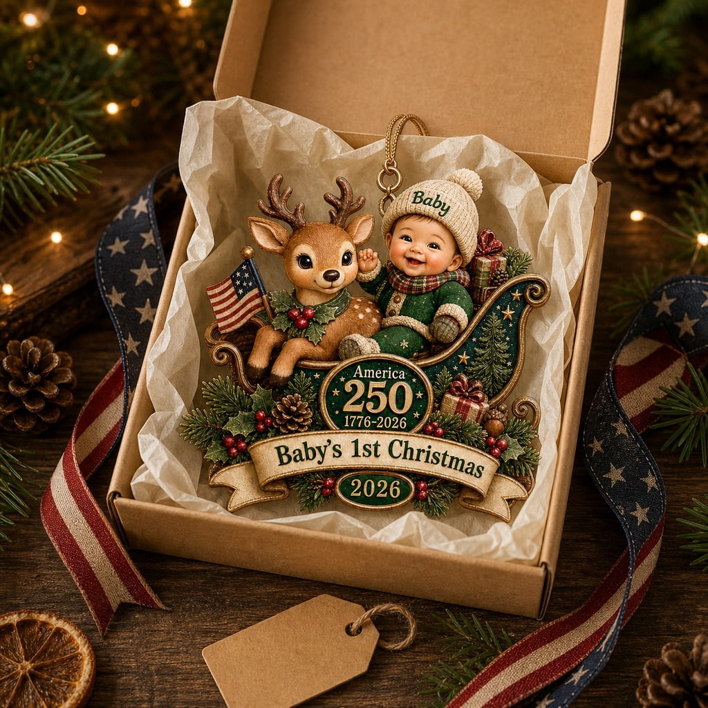 Personalized Acrylic Ornament Baby First Christmas Deer 2026