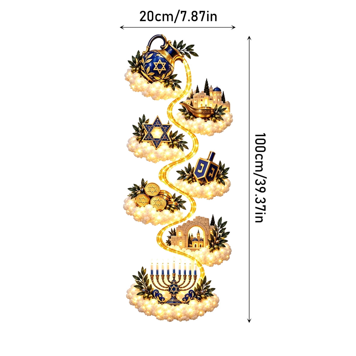 5Pcs Christmas Stair Banister Decoration Lighted Santa Snow Scene Garland for Stair Railing Indoor Holiday Home Ornament