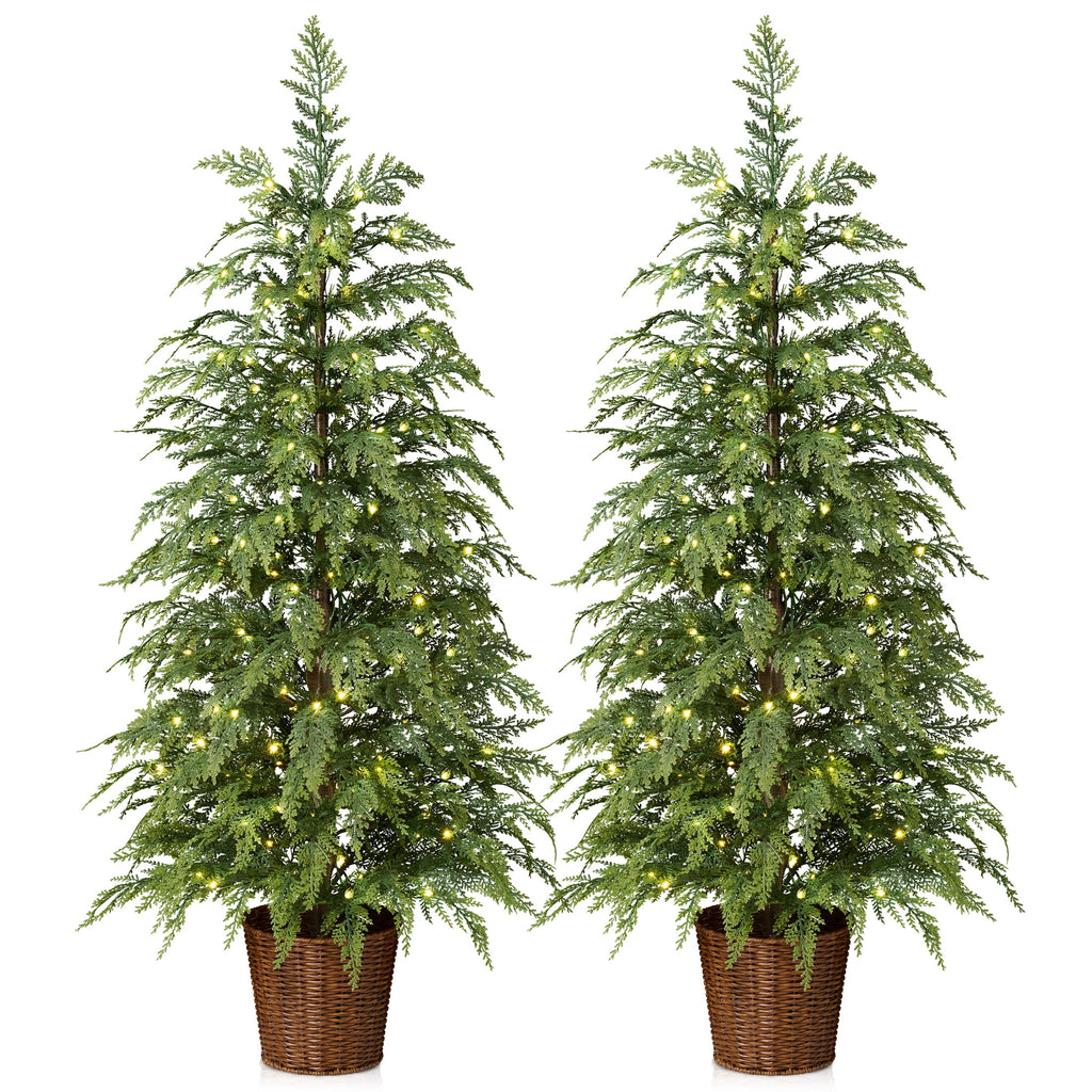 DR.Planzen 6' Pre-Lit Green Cypress Artificial Christmas Tree with 350 Warm White Twinkle LED Lights, Full-Bodied Xmas Tree with Metal Stand, Indoor Holiday Decoration