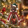 Acrylic Ornament Dutch Shepherd Santa Tree Hanging for Christmas Dog Lovers