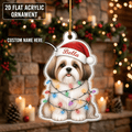 Christmas Ornament Shih Tzu Santa Dog Acrylic Tree Hanging for Dog Lovers