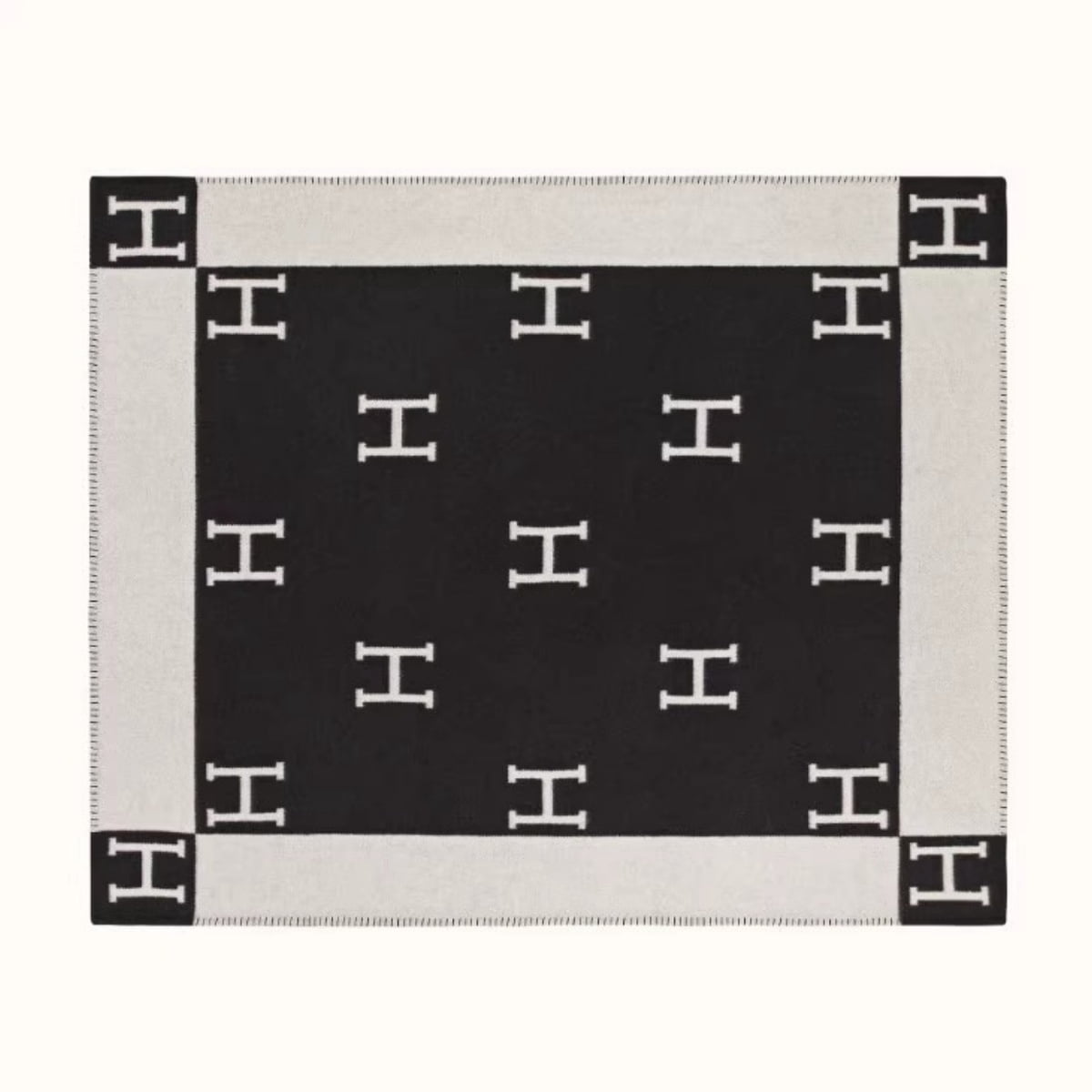 H Blanket Throw Blanket, Wool Blend Ultra Soft Warm Decorative Knit Black Blanket for Couch, Bed & Travel Christmas Thanksgiving Gift for Woman, 53" x 69"