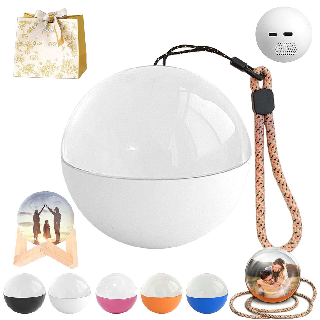 Magic Crystal Ball Christmas Ornament, Memory Orb, 2.7in Memory Orb Custom Video Sphere, Uploadable Videos & Photos, Memory Orb Ornament, Family Moments Keepsake Gifts (White)