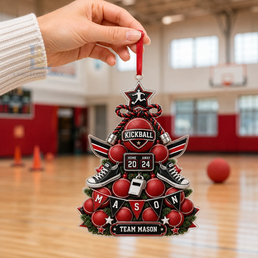 Personalized Christmas Ornament Acrylic Kickball Team Tree Hanging for Player Coach Gift