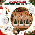 Recordable Christmas Tree in a Bottle Ornament, Record a Message 30-Second Voice Recording Keepsake, Glass Decoration with Snowy Mini Tree for Mantel