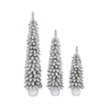 Snow-Flocked Non-Lit Artificial Christmas Trees with Resin Pots, Green, Set of 3, by Holiday Time