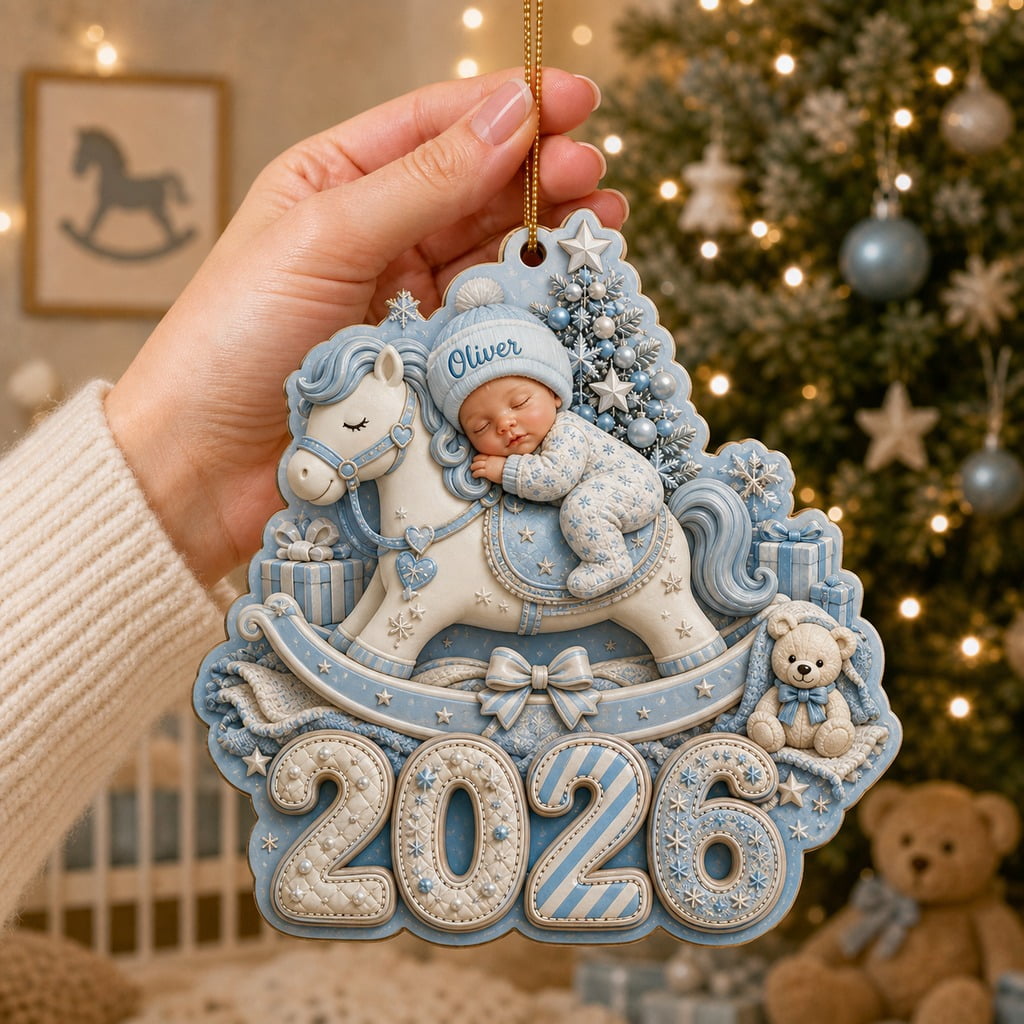Wooden Ornament Rocking Horse First Christmas Tree Hanging Keepsake for New Family