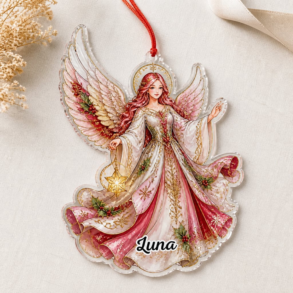 Ornament, Custom Name Angel Wings Acrylic Wooden Christmas Tree or Car Hanging Memorial Keepsake Gift 2026