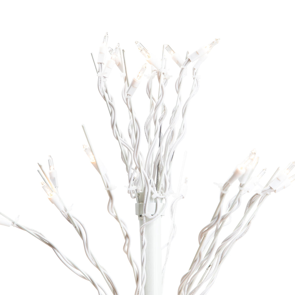 Northlight 4' White Lighted Christmas Cascade Twig Tree Outdoor Decoration - Clear Lights