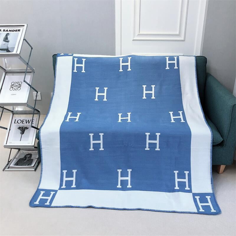 H Blanket Throw Blanket, Wool Blend Ultra Soft Warm Decorative Knit Black Blanket for Couch, Bed & Travel Christmas Thanksgiving Gift for Woman, 53" x 69"