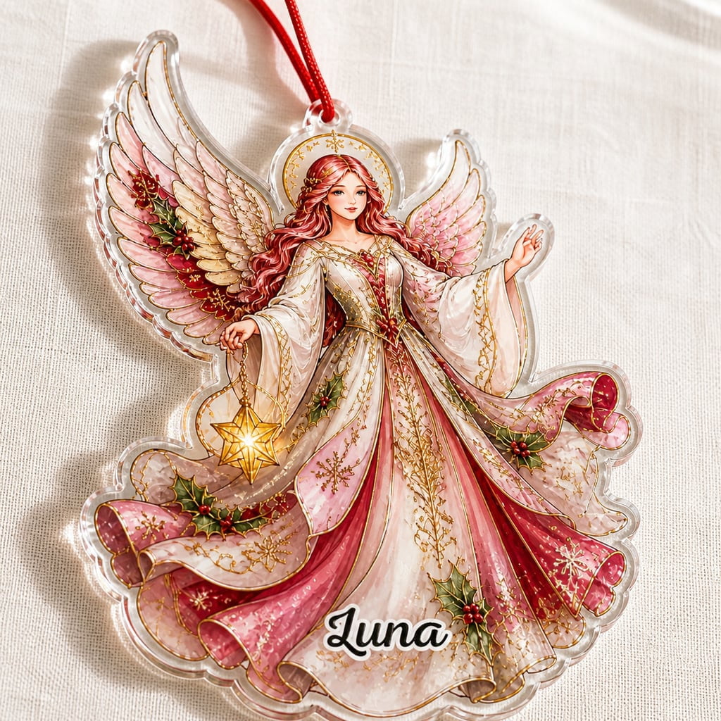 Ornament, Custom Name Angel Wings Acrylic Wooden Christmas Tree or Car Hanging Memorial Keepsake Gift 2026